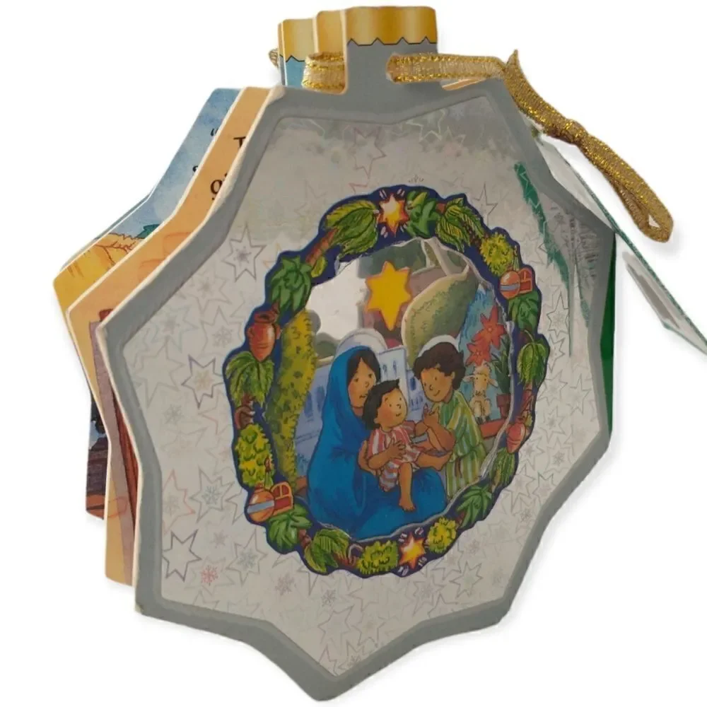 Vtg A Little Christmas Window Book Ornament The Star Nativity 1996 Metallic Kids